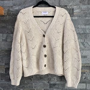 Cotton blend Pointelle cardigan